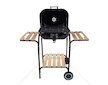 Gril na dřevěné uhlí s nastavitelným roštem 40x40 cm, víkem a dřevěnými policemi GEKO