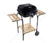 Gril na dřevěné uhlí s nastavitelným roštem 40x40 cm, víkem a dřevěnými policemi GEKO