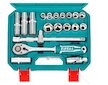 Hlavice nástrčné, sada 20ks, 1/2", industrial, CR-V(50BV30), tepelně tvrzeno TOTAL