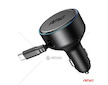Nabíječka do auta výsuvná C kabel + USB C port 12/24V 60W AMiO-04368