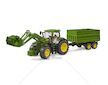 Traktor John Deere 7R 350 s čelním nakladačem a přívěsem BRUDER