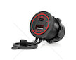 Vodotěsná nabíječka telefonu s RED LED podsvícením 2xUSB QC3.0 12/24V AMIO-04221