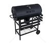Zahradní gril na dřevěné uhlí s roštem 70x35 cm, teploměrem, víkem a policemi GEKO