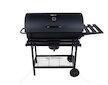 Zahradní gril na dřevěné uhlí s roštem 70x35 cm, teploměrem, víkem a policemi GEKO