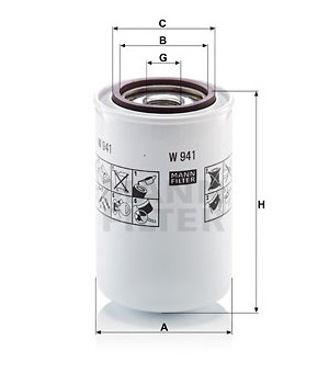 Filtr, pracovní hydraulika MANN-FILTER W 941