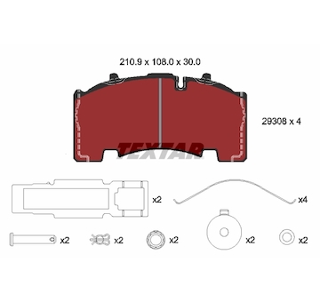 Sada brzdových destiček, kotoučová brzda TEXTAR 2930801