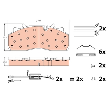 Sada brzdových destiček, kotoučová brzda TRW GDB5095