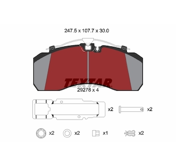 Sada brzdových destiček, kotoučová brzda TEXTAR 2927801