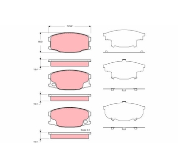 Sada brzdových destiček, kotoučová brzda TRW GDB3388