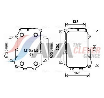 Olejový chladič, motorový olej AVA QUALITY COOLING DF3072
