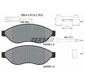 Sada brzdových destiček, kotoučová brzda TEXTAR 2446902