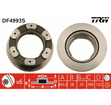Brzdový kotouč TRW DF4993S