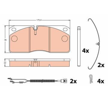 Sada brzdových destiček, kotoučová brzda TRW GDB5005