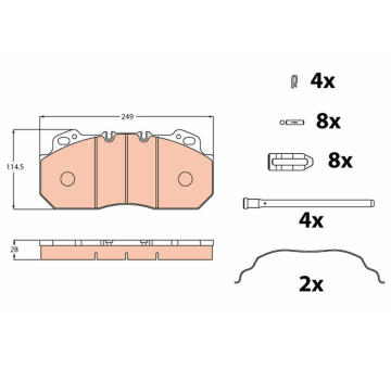 Sada brzdových destiček, kotoučová brzda TRW GDB5019