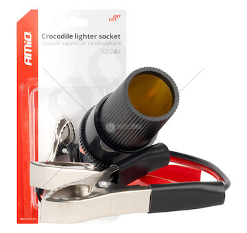 Adaptér pro zásuvku zapalovače s krokosvorkami 12V 24V 15cm AMiO-03803
