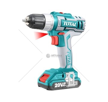 Aku vrtací šroubovák, 20V Li-ion (2x), 2000mAh, v tašce, sada 47ks příslušenství TOTAL