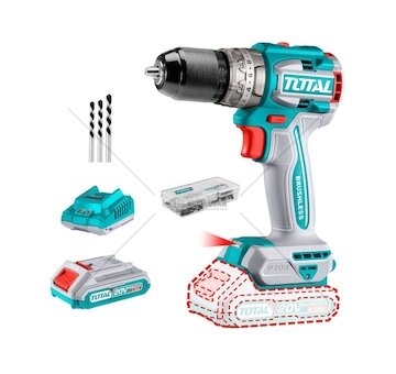 Aku vrtací šroubovák s příklepem, brushless, 20V Li-ion (2x), industrial TOTAL