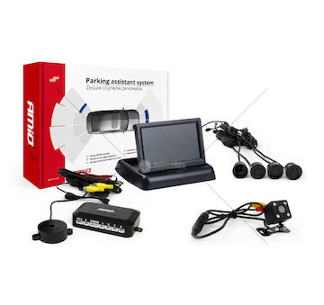 Asistenty parkování TFT02 4,3” s kamerou HD-315-LED 4-senzorové, černé AMiO-02692
