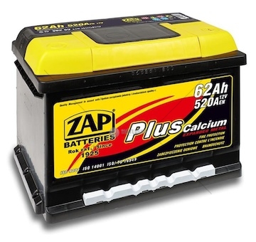 AUTOBATERIE 12V 62AH PLUS 520A L- ZAP 56258-ZAP (242×175×175)