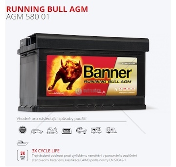 Autobaterie banner  80ah/800a running bull agm start-stop s rekuperací  /315x175x190/ 0226204_A