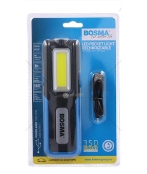 Baterka pracovní 3W COB 350lm - nabíjecí BOSMA