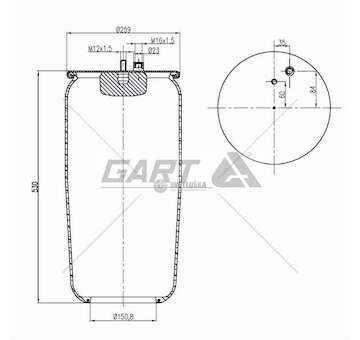 Bellow, air suspension MEMBRANA C302/B MANTGA SEMICOMPLETA GART