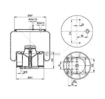 Bellow, air suspension MOLLA C292/A BPW 36K COMP.PIST.COMPOSITO GART