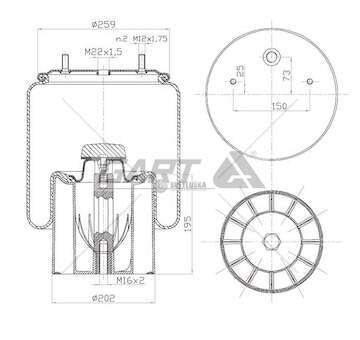 Bellow, air suspension MOLLA P.N. C293 BPW 30 GART