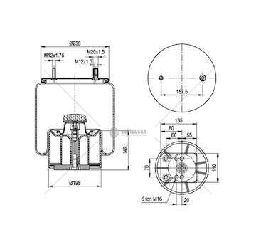 Bellow, air suspension MOLLA PN. C293/A BPW 30K PIST. COMPOSITO GART