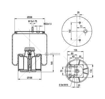 Bellow, air suspension MOLLA PN. C293/A BPW 30K PISTCOMPOSITO GART