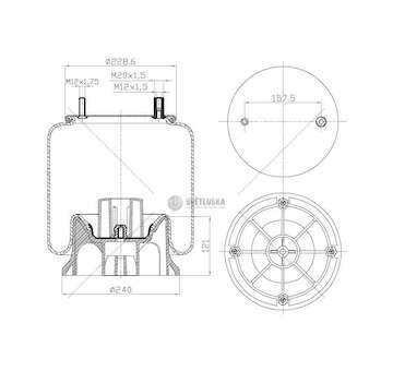 Bellow, air suspension MOLLA PN. C294 FRUEHAUF PISTONE BASSO GART
