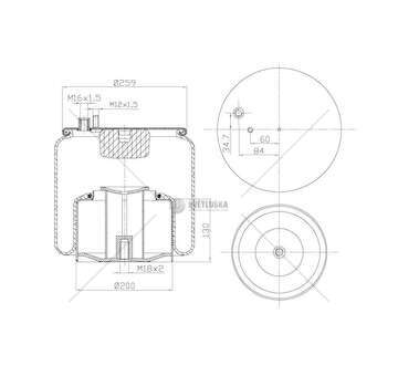 Bellow, air suspension MOLLA PN. C304/M4 MAN TGA COMP POST GART