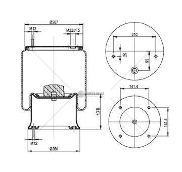 Bellow, air suspension MOLLA PN. D277 SAF AUSTERAS METALLO GART