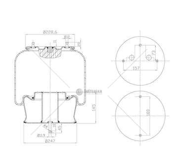 Bellow, air suspension MOLLA PN. D278/M SCANIA 4 ANT RIB. GART