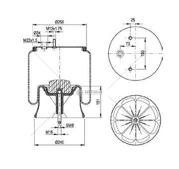 Bellow, air suspension MOLLA PN. D278/S SAF ASSALI INTRADISC GART