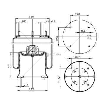 Bellow, air suspension MOLLA PN. D287/B ZORZI ASSALE SAF GART