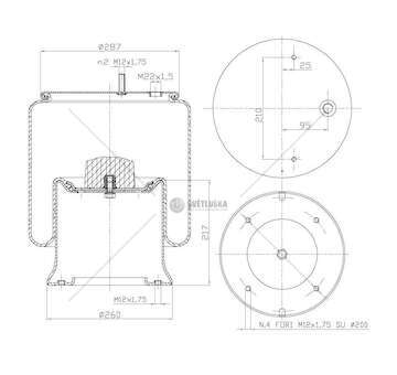 Bellow, air suspension MOLLA PN. D287/C ASSALI SAF GART