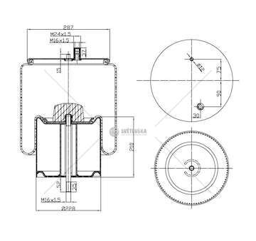 Bellow, air suspension MOLLA PN. D287/C RVI MAGNUM PR VOLV GART