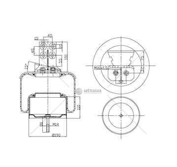 Bellow, air suspension MOLLA PN. D290/B STRALIS 44E T GART
