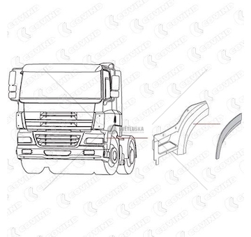 Blatník kabiny DAF 85CF levý široký COVIND COV/CF0/209