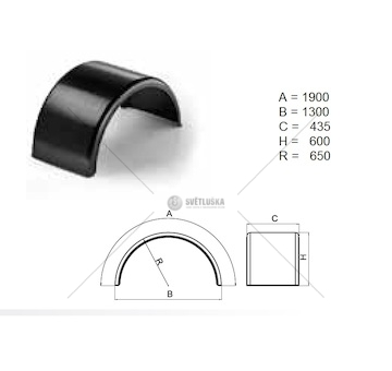 Blatník zadní kulatý 435x1900x1300 bez úchytů 0147928_A