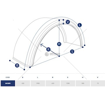 Blatník zadní kulatý - jednomontáž 430x1900x1300/590 bez bílého pásku 0071237_A