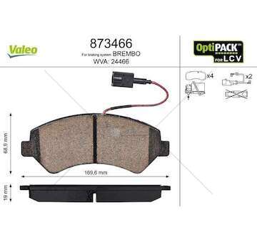 Brake Pad Set, disc brake DUCATO/JUMPER/BOXER 2006-> FRONT Valeo