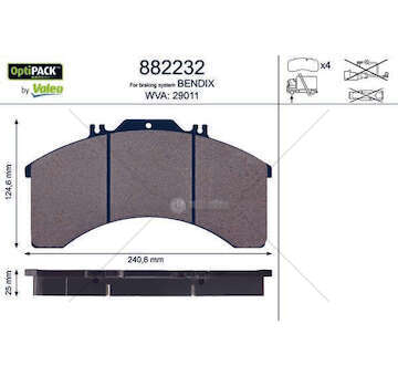 Brake Pad Set, disc brake EUROCARGO/EUROSTAR/EUROTECH 1991->FRONT Valeo