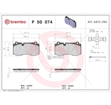 Brake pads mercedes e w210 95> front w211 WBR P 50 074