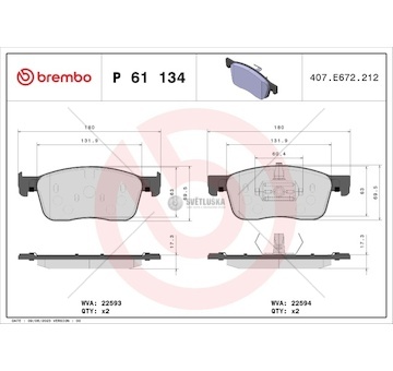 Brzdové destičky citroen jumpy 16> přední 1.5 bluehdi 100 18> WBR P 61 134
