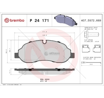 Brzdové destičky ford transit 13> přední 2- senzory p 24 171