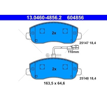 Brzdové destičky renault master iii 10> přední 2.3 dci WATE 13.0460-4856.2