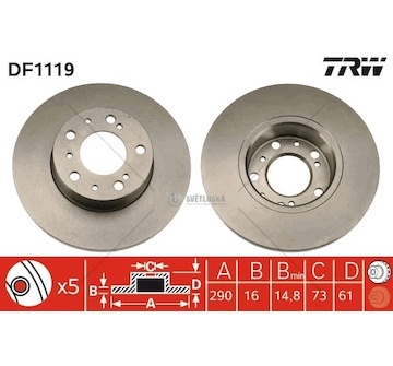 Brzdový kotouč fiat ducato 94> přední lp WTRW DF1119