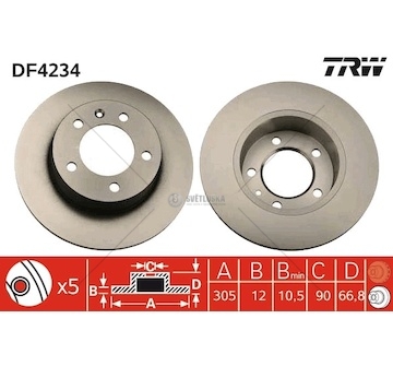 Brzdový kotouč renault master ii 98> zadní l/p df4234